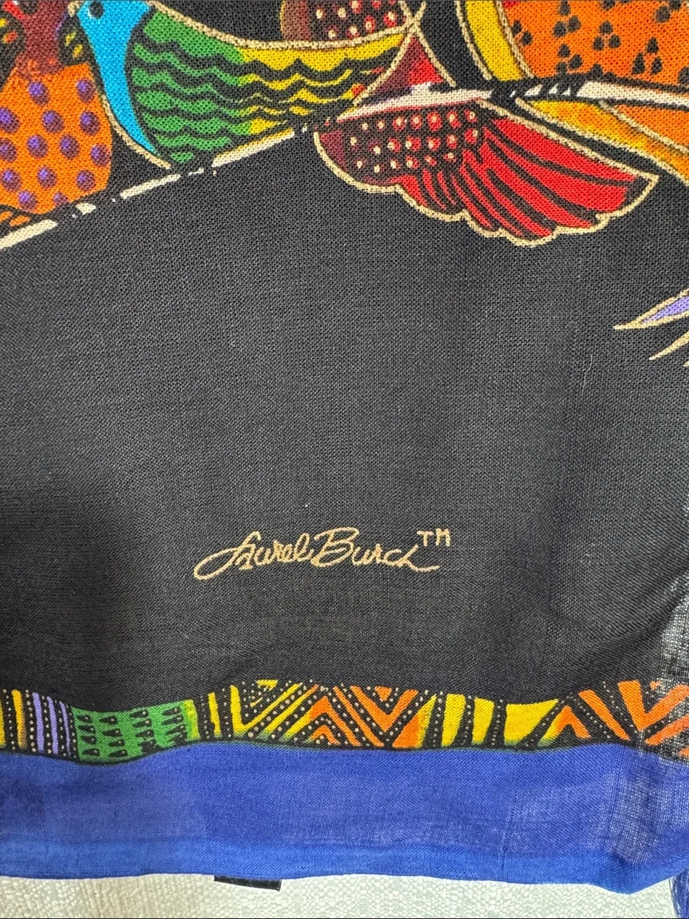 Laurel Burch Colorful‎ Bird Print Rayon Sarong Pareo Beach Cover Up Scarf NWOT